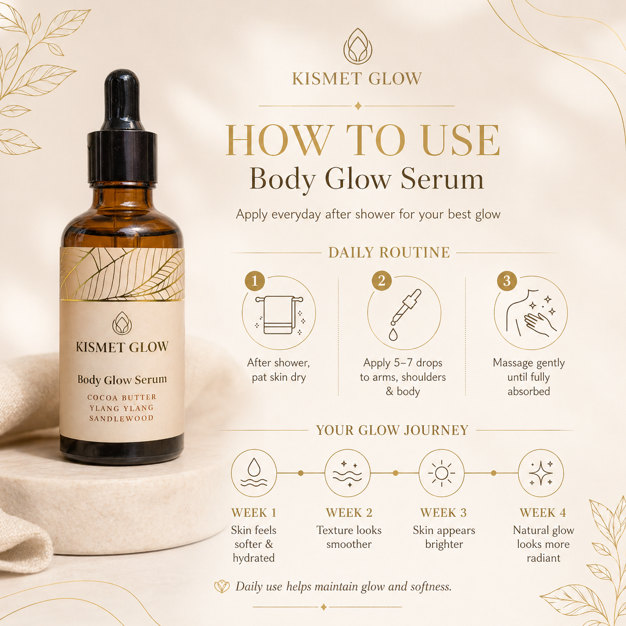 Body Glow Serum | 50 ml | Ylang, Cocoa Butter