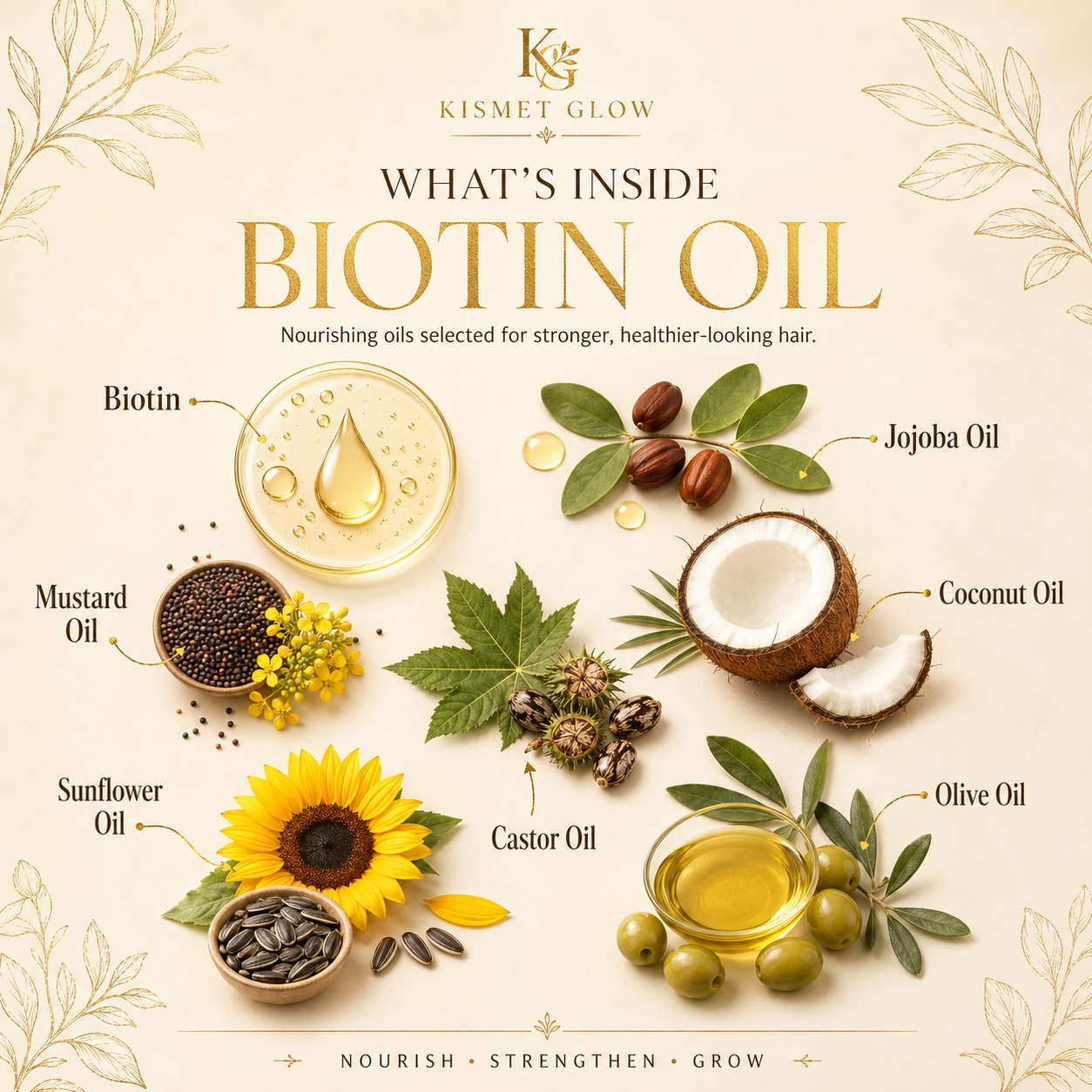 Biotin 2% Hair Oil | Jojoba, Castor, Olive, Mustard | 50 ml