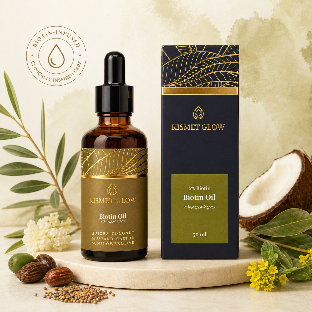 Biotin 2% Hair Oil | Jojoba, Castor, Olive, Mustard | 50 ml