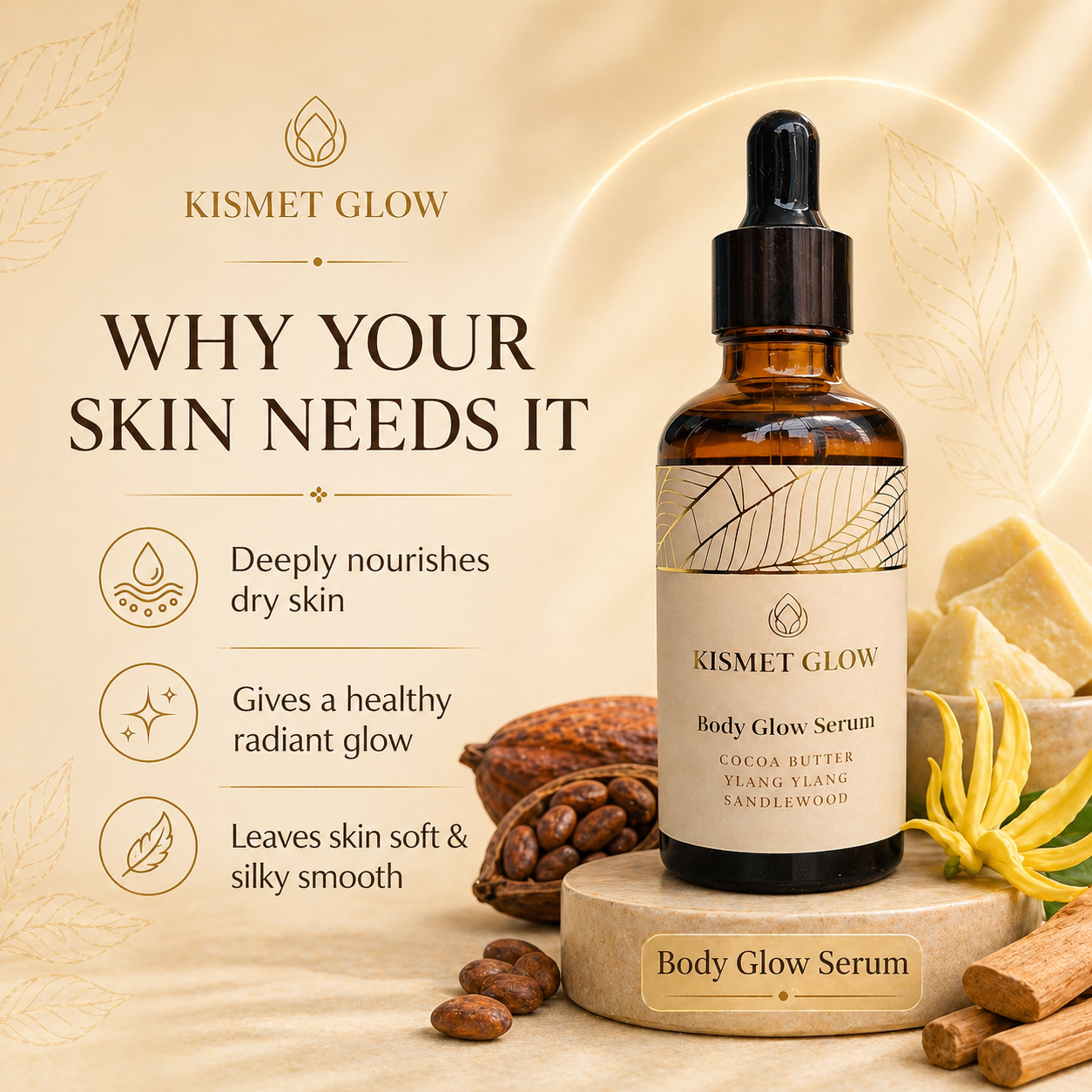 Body Glow Serum | 50 ml | Ylang, Cocoa Butter