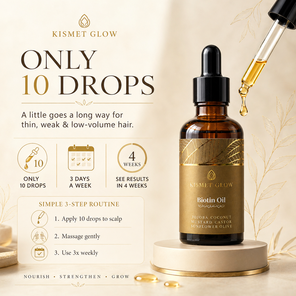 Biotin 2% Hair Oil | Jojoba, Castor, Olive, Mustard | 50 ml