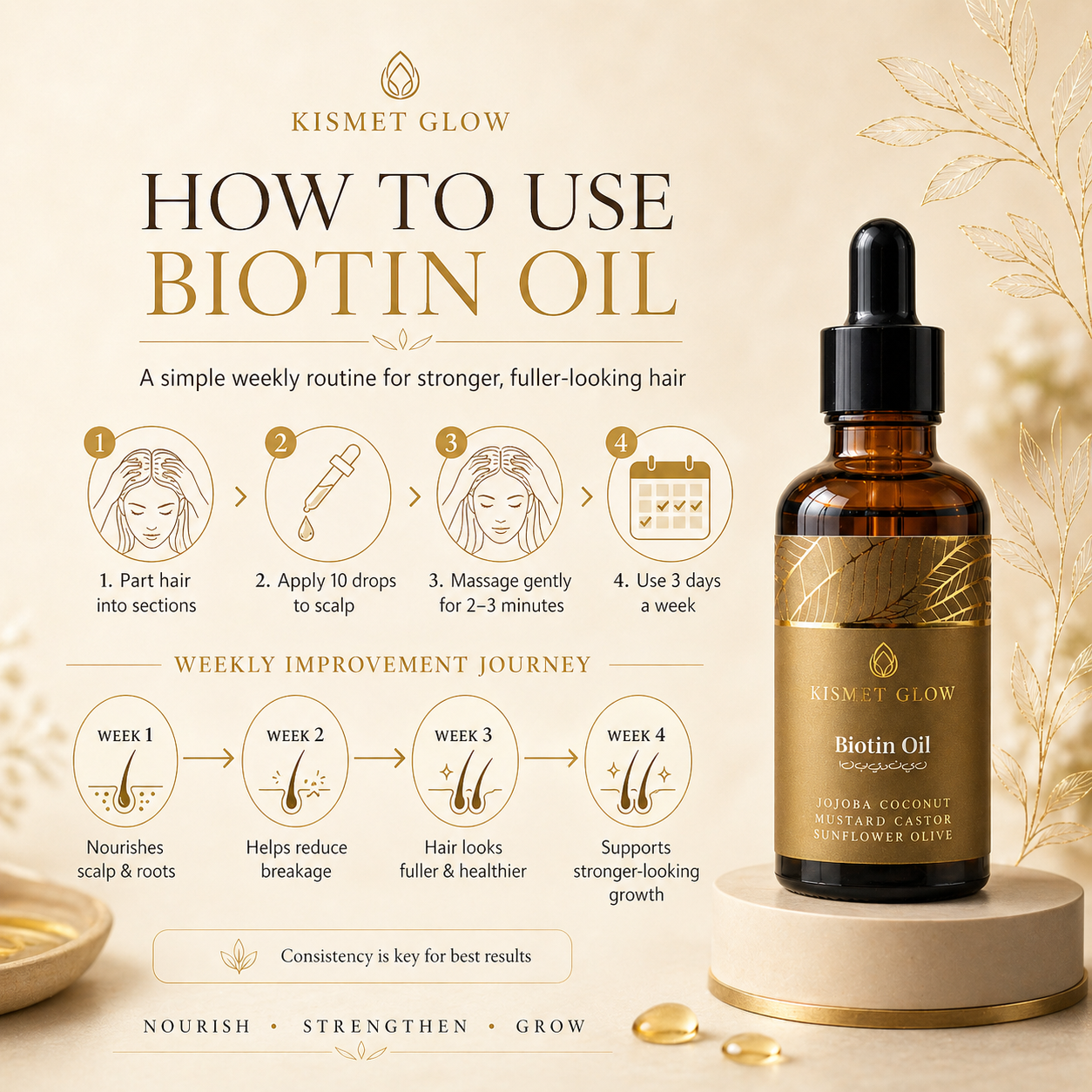 Biotin 2% Hair Oil | Jojoba, Castor, Olive, Mustard | 50 ml