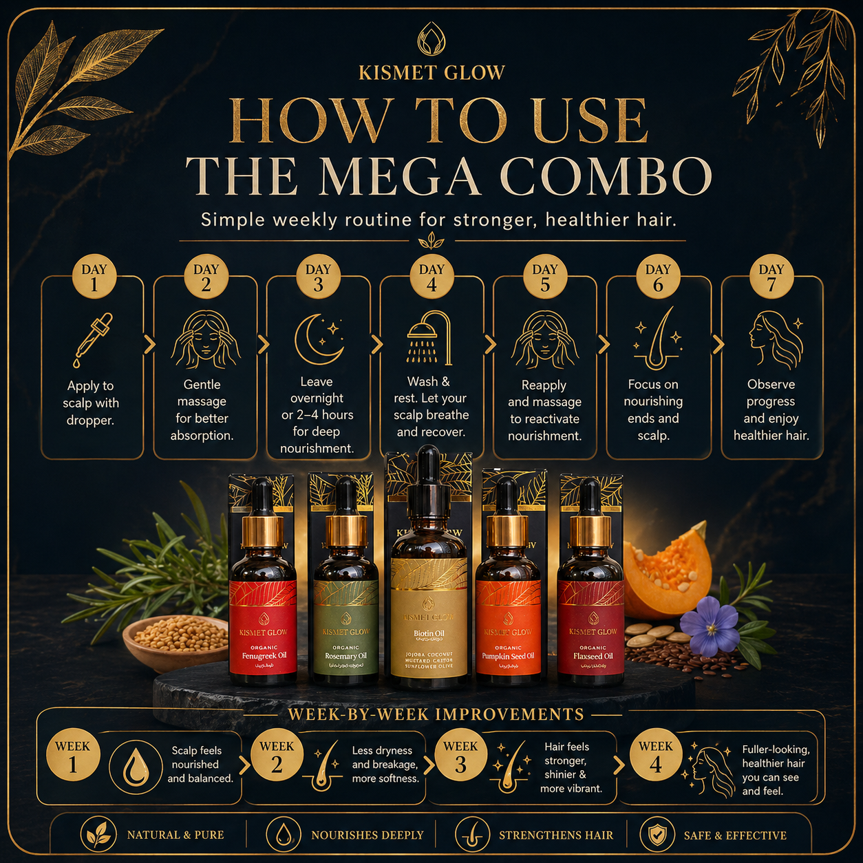 Mega Hair Oil Combo Pack | Carrier Oil + 4 oils