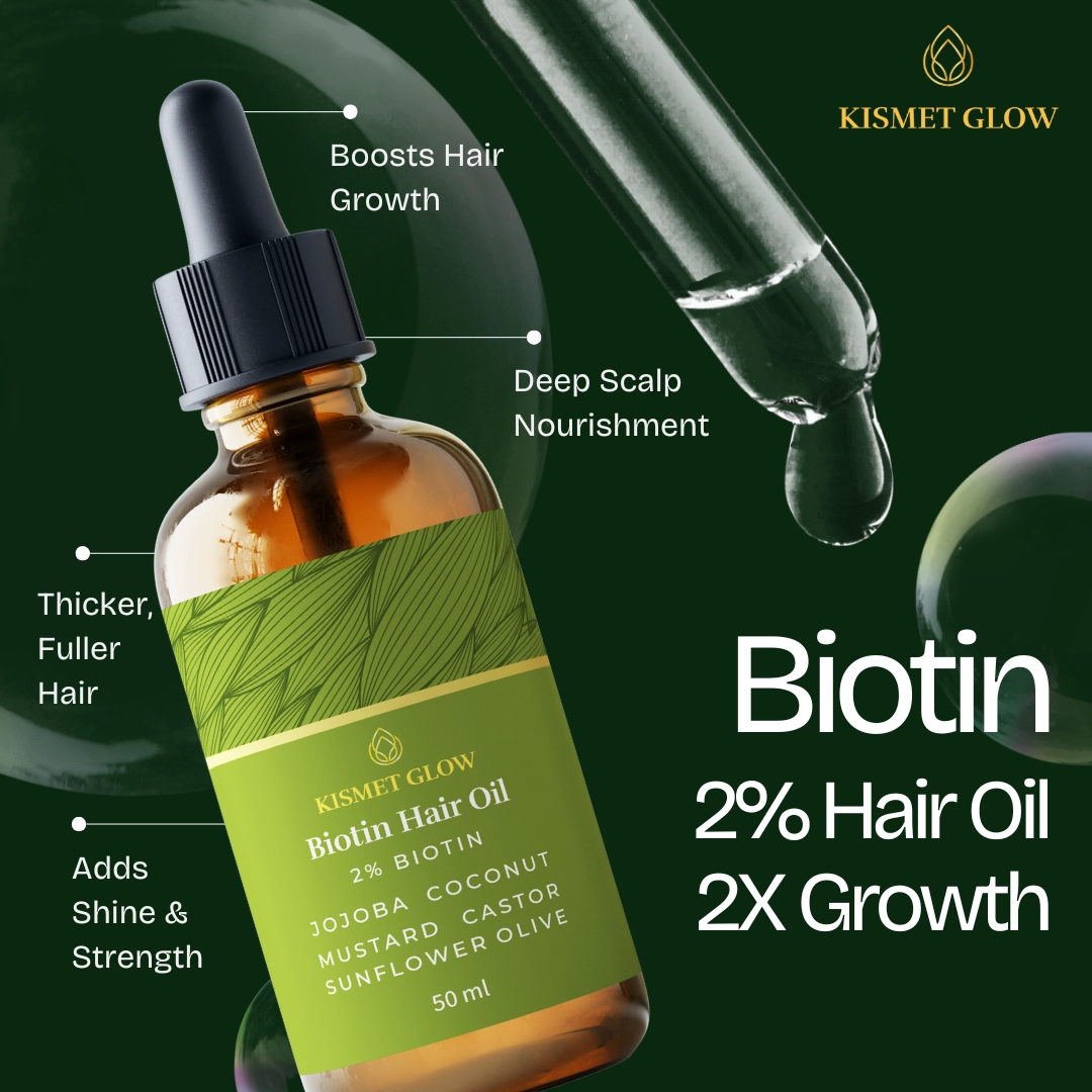 Biotin 2% Hair Oil | 50 ml | Jojoba, Castor, Olive